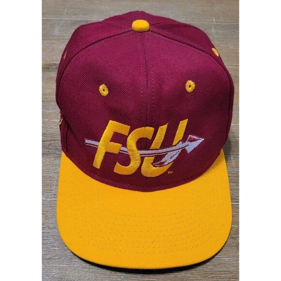 VINTAGE Florida State Seminoles Cap Hat Fitted 7 1/4 Red Yellow Football FSU USA